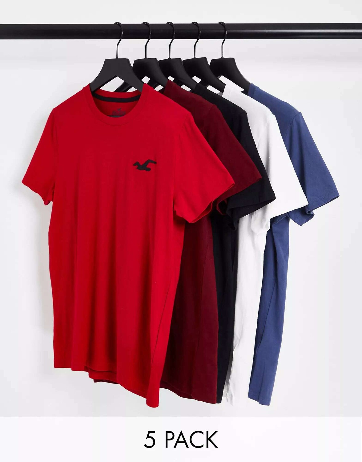Комплект из 5 футболок с логотипом Hollister черного/синего/красного/белого цвета, Черный
Комплект из 5 футболок с логотипом Hollister черного/синего/красного/белого цвета, Черный
