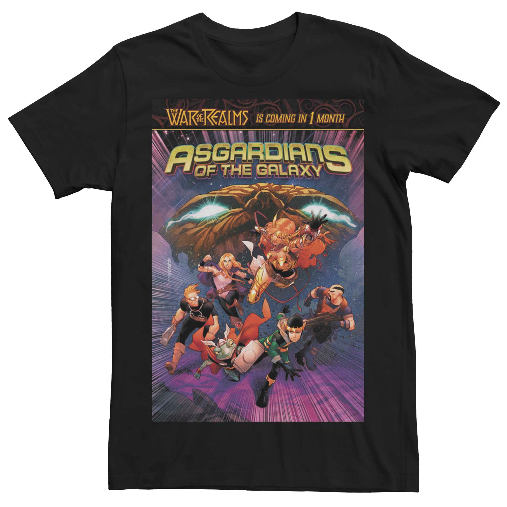 

Мужская футболка с обложкой комиксов Marvel Asgardians Of The Galaxy War Of Realms Group Licensed Character
