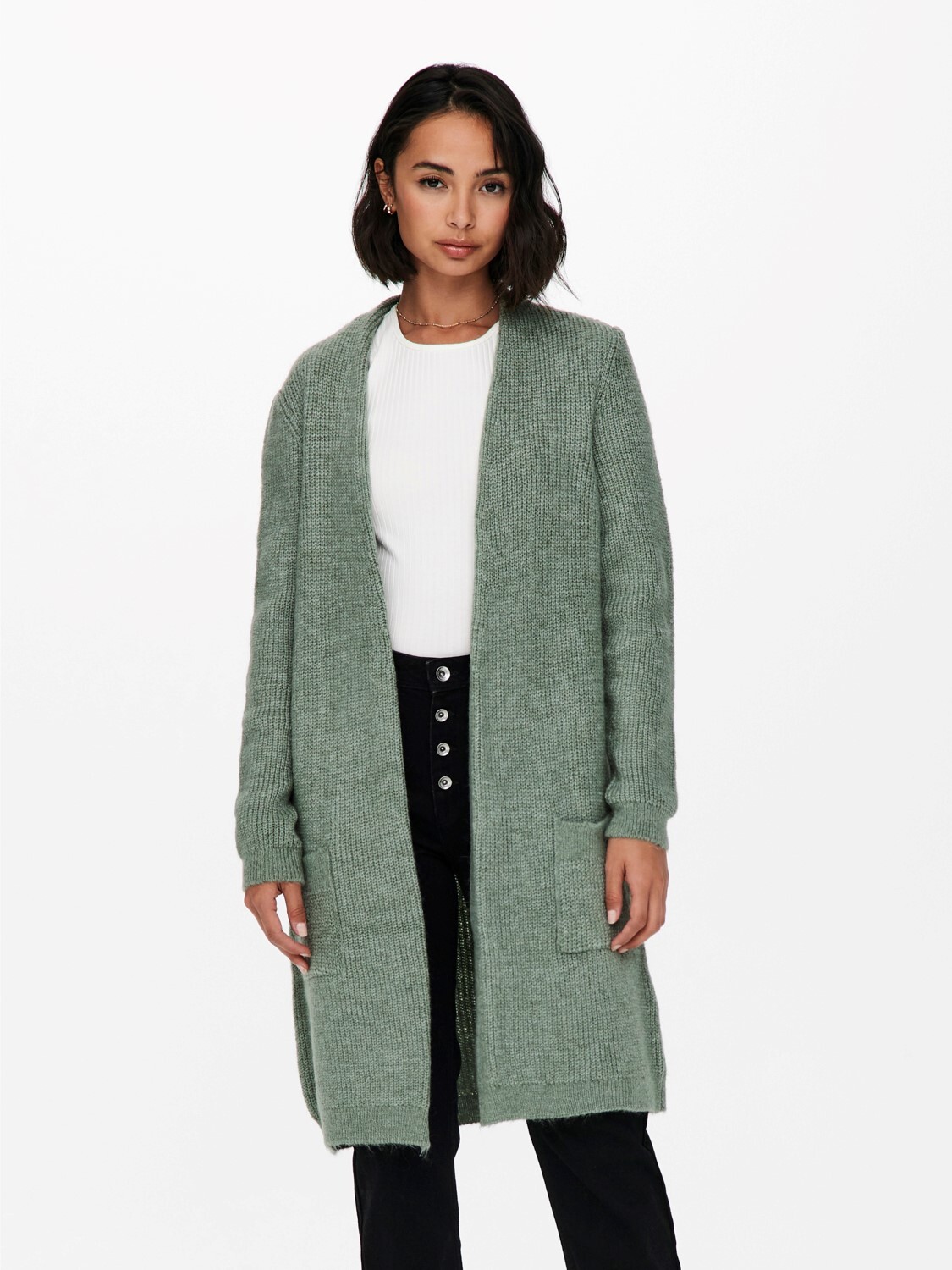 Кардиган ONLY Lange Stretch Strickjacke Mantel mit Taschen ONLJADE, зеленый
Кардиган ONLY Lange Stretch Strickjacke Mantel mit Taschen ONLJADE, зеленый
