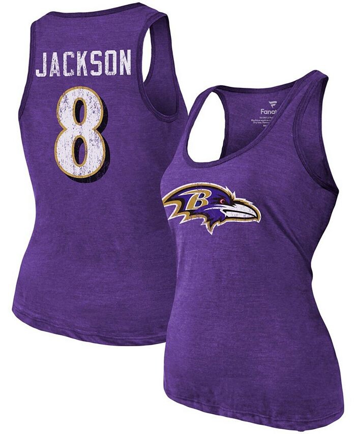 Женская фиолетовая майка с принтом Baltimore Ravens, номер, три-смес. Fanatics, фиолетовый
Женская фиолетовая майка с принтом Baltimore Ravens, номер, три-смес. Fanatics, фиолетовый
