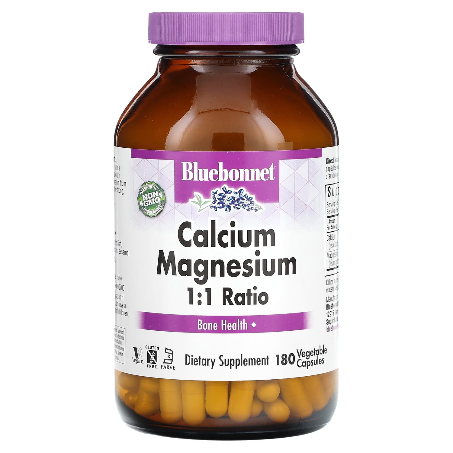 Кальций и магний в соотношении 1: 1, 180 растительных капсул, Bluebonnet Nutrition
Кальций и магний в соотношении 1: 1, 180 растительных капсул, Bluebonnet Nutrition