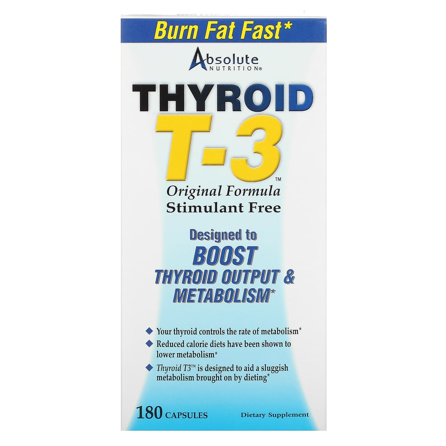 Thyroid T-3 (Щитовидная железа T-3), оригинальная формула, 180 капсул, Absolute Nutrition
Thyroid T-3 (Щитовидная железа T-3), оригинальная формула, 180 капсул, Absolute Nutrition