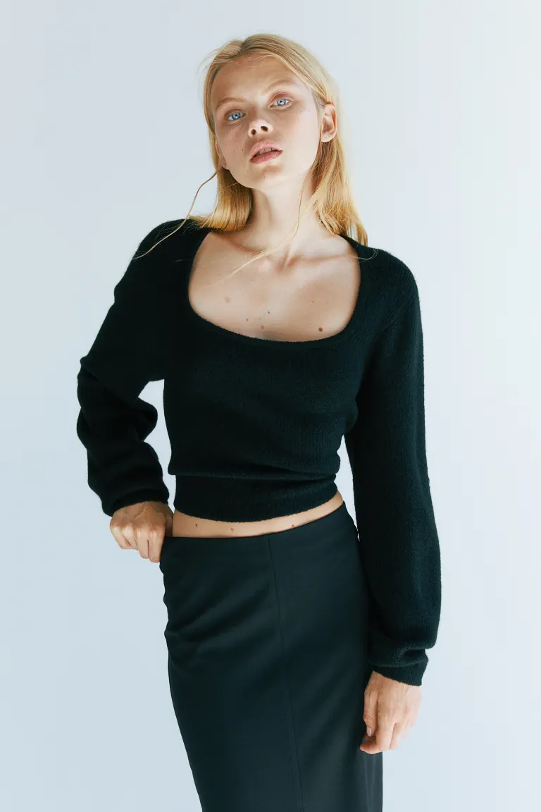 Свитер эластичной вязки H&M, черный
Свитер эластичной вязки H&M, черный