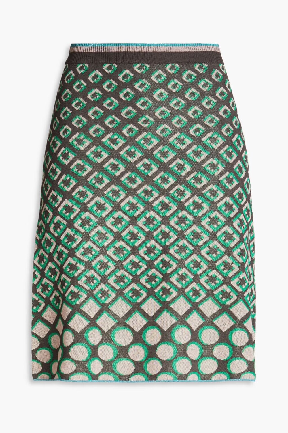 Мини-юбка металлизированной жаккардовой вязки Diane Von Furstenberg, зеленый
Мини-юбка металлизированной жаккардовой вязки Diane Von Furstenberg, зеленый