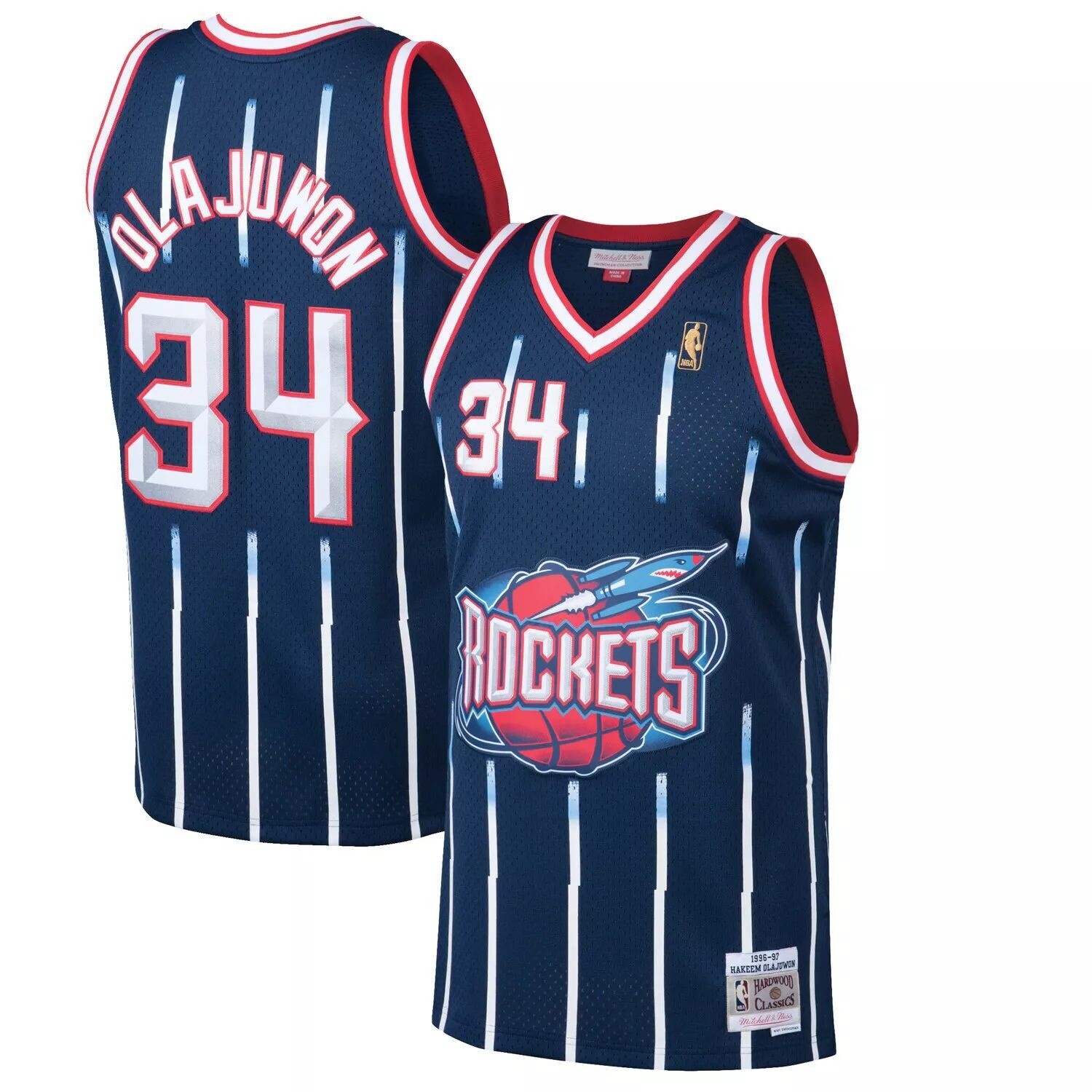 Мужская майка Mitchell & Ness Hakeem Olajuwon Navy Houston Rockets 1996-97 Hardwood Classics Swingman
Мужская майка Mitchell & Ness Hakeem Olajuwon Navy Houston Rockets 1996-97 Hardwood Classics Swingman
