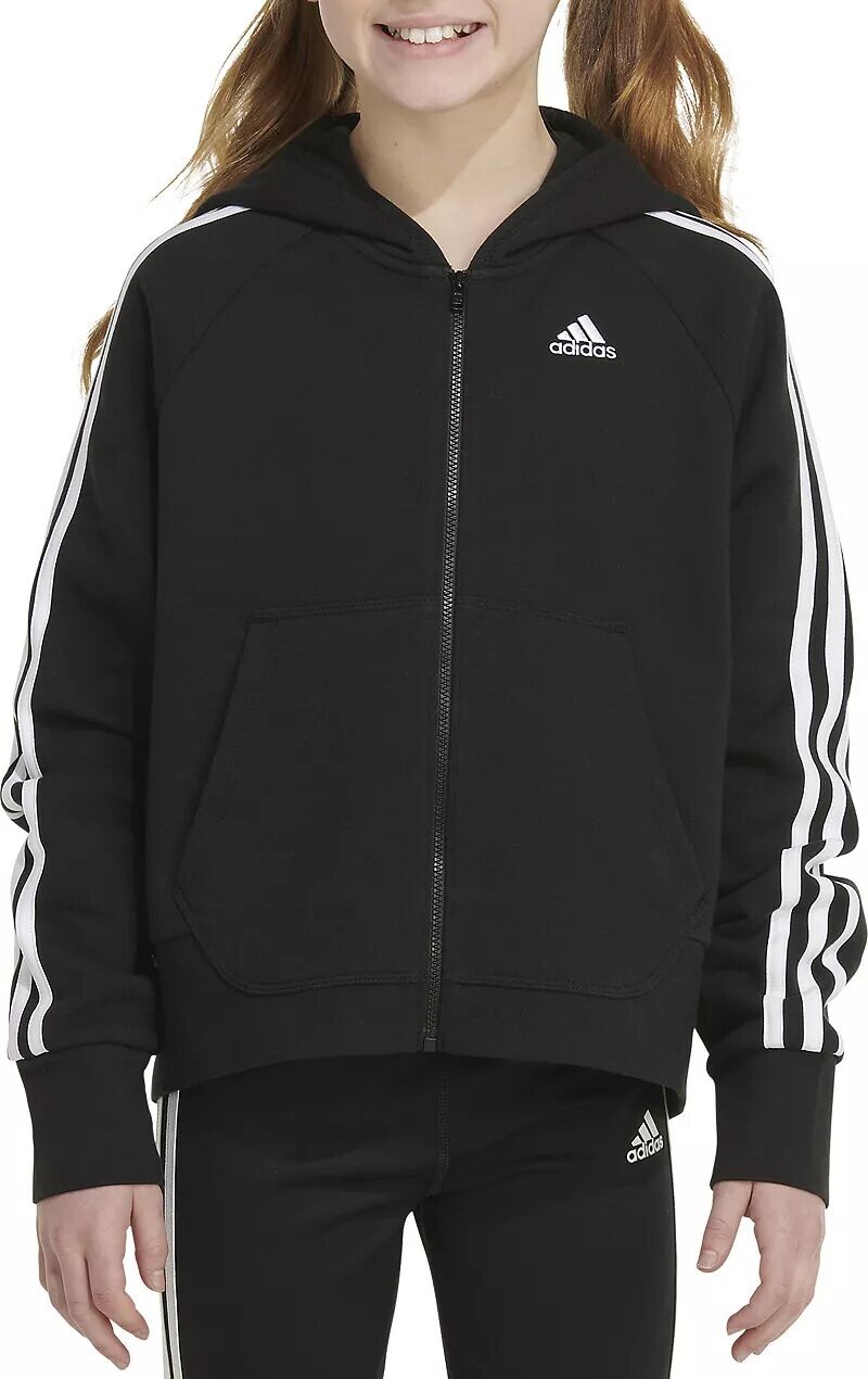Флисовая куртка Adidas с капюшоном и молнией спереди Essential с 3 полосками для девочек, черный
Флисовая куртка Adidas с капюшоном и молнией спереди Essential с 3 полосками для девочек, черный