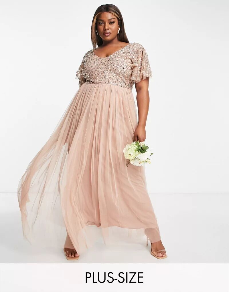 Серо-коричневое платье макси с лифом и развевающимися рукавами Beauut Plus Bridesmaid
Серо-коричневое платье макси с лифом и развевающимися рукавами Beauut Plus Bridesmaid