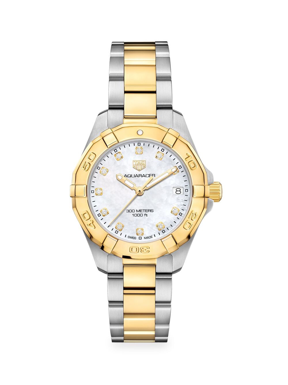 Часы-браслет Aquaracer 32MM из нержавеющей стали с желтым золотом, бриллиантами и перламутром TAG Heuer, золотой
Часы-браслет Aquaracer 32MM из нержавеющей стали с желтым золотом, бриллиантами и перламутром TAG Heuer, золотой