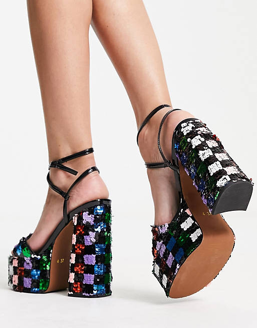Черные туфли на платформе с клетчатыми пайетками River Island, Черный
Черные туфли на платформе с клетчатыми пайетками River Island, Черный