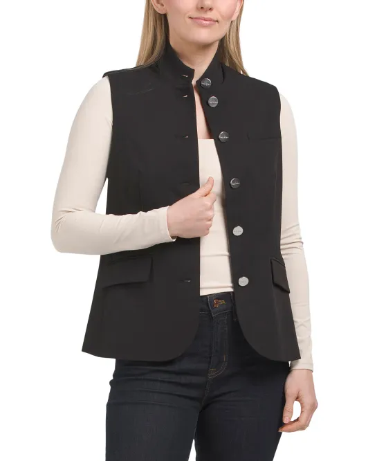 Жилет на пуговицах спереди Nicole Miller, черный 
Жилет на пуговицах спереди Nicole Miller, черный