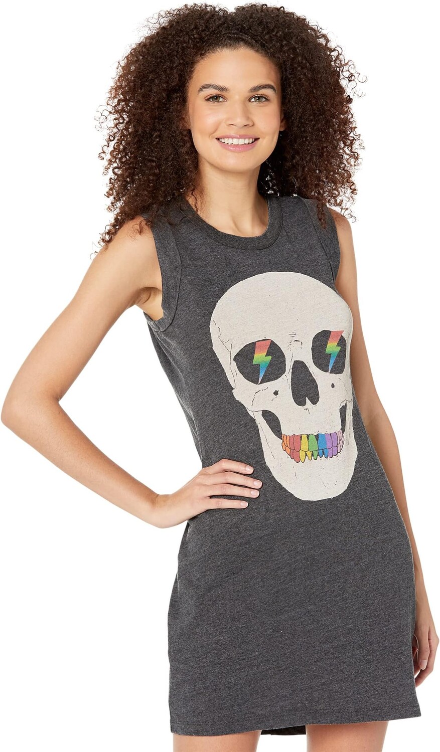 Платье-майка из трехкомпонентного джерси Rainbow Smile Skull с подвернутой проймой Chaser, черный
Платье-майка из трехкомпонентного джерси Rainbow Smile Skull с подвернутой проймой Chaser, черный