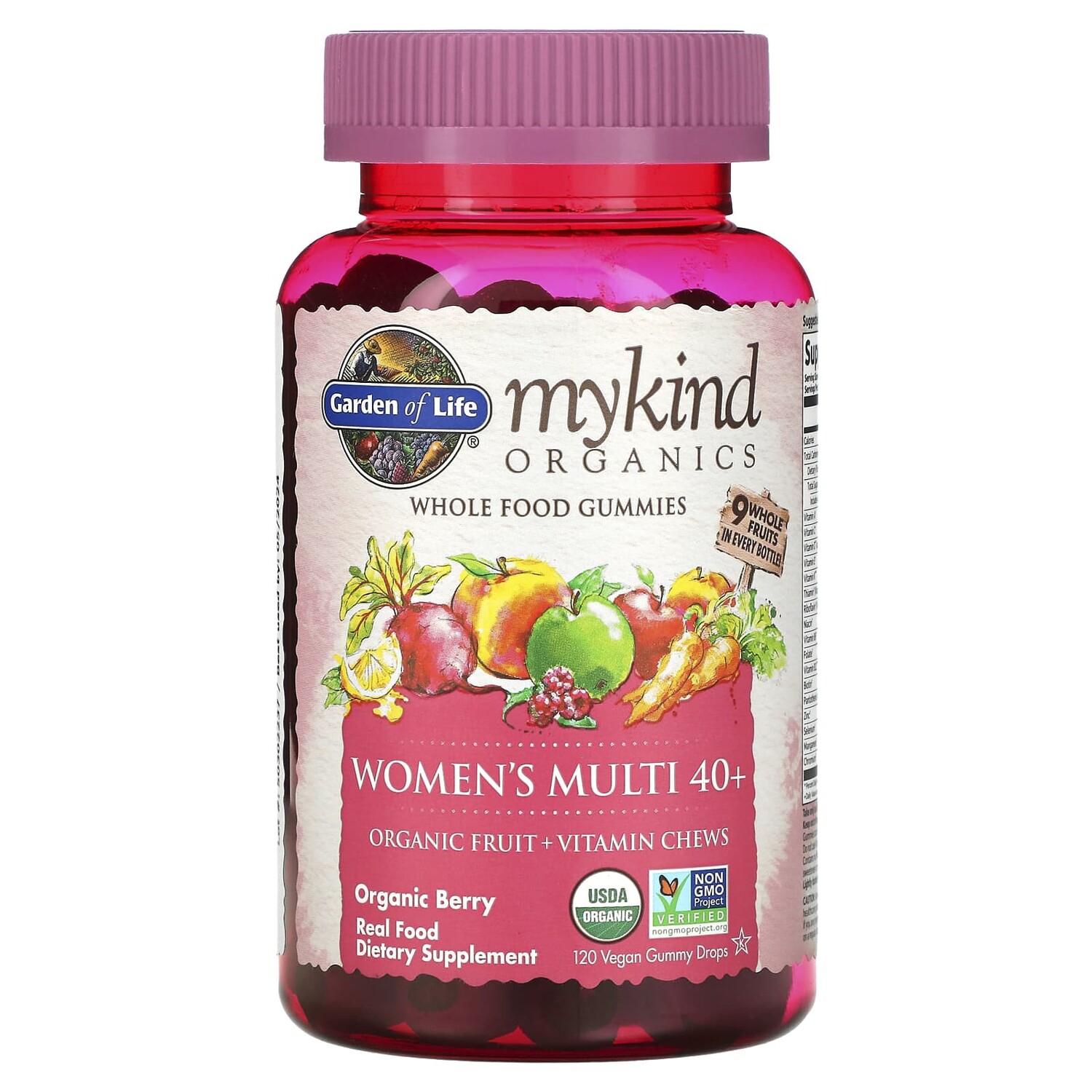 MyKind Organics, мультивитамины для женщин в возрасте от 40 лет, органические ягоды, 120 веганских жевательных конфет, Garden of Life
MyKind Organics, мультивитамины для женщин в возрасте от 40 лет, органические ягоды, 120 веганских жевательных конфет, Garden of Life