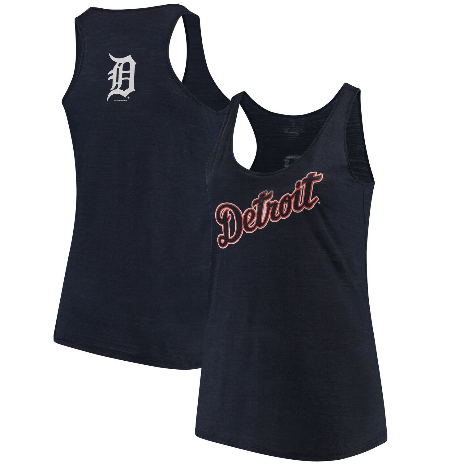 Женская мягкая как виноградина темно-синяя майка больших размеров Detroit Tigers Swing for the Fences Racerback, Синий
Женская мягкая как виноградина темно-синяя майка больших размеров Detroit Tigers Swing for the Fences Racerback, Синий