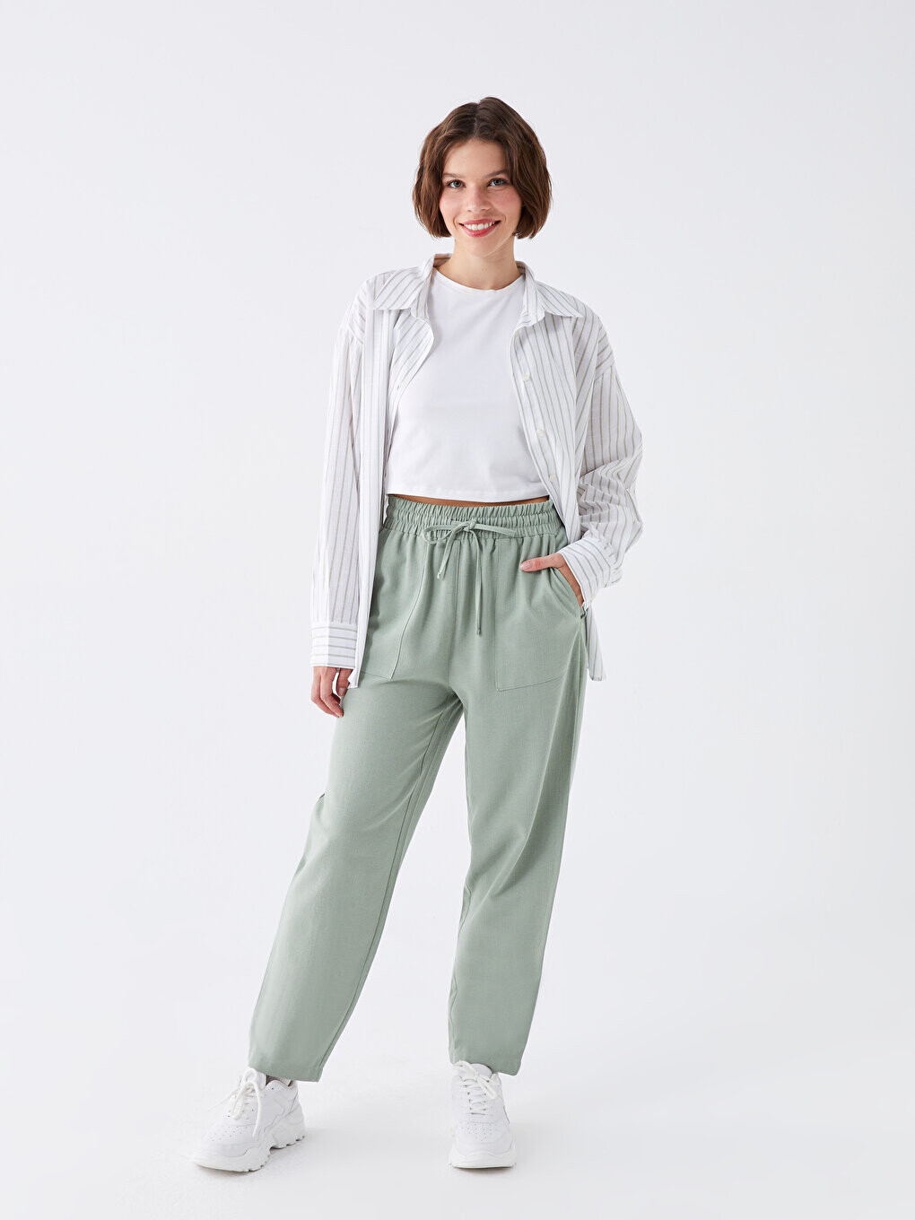 Однотонные женские брюки из смесового льна с эластичной резинкой на талии LCW Casual, светлый хаки
Однотонные женские брюки из смесового льна с эластичной резинкой на талии LCW Casual, светлый хаки