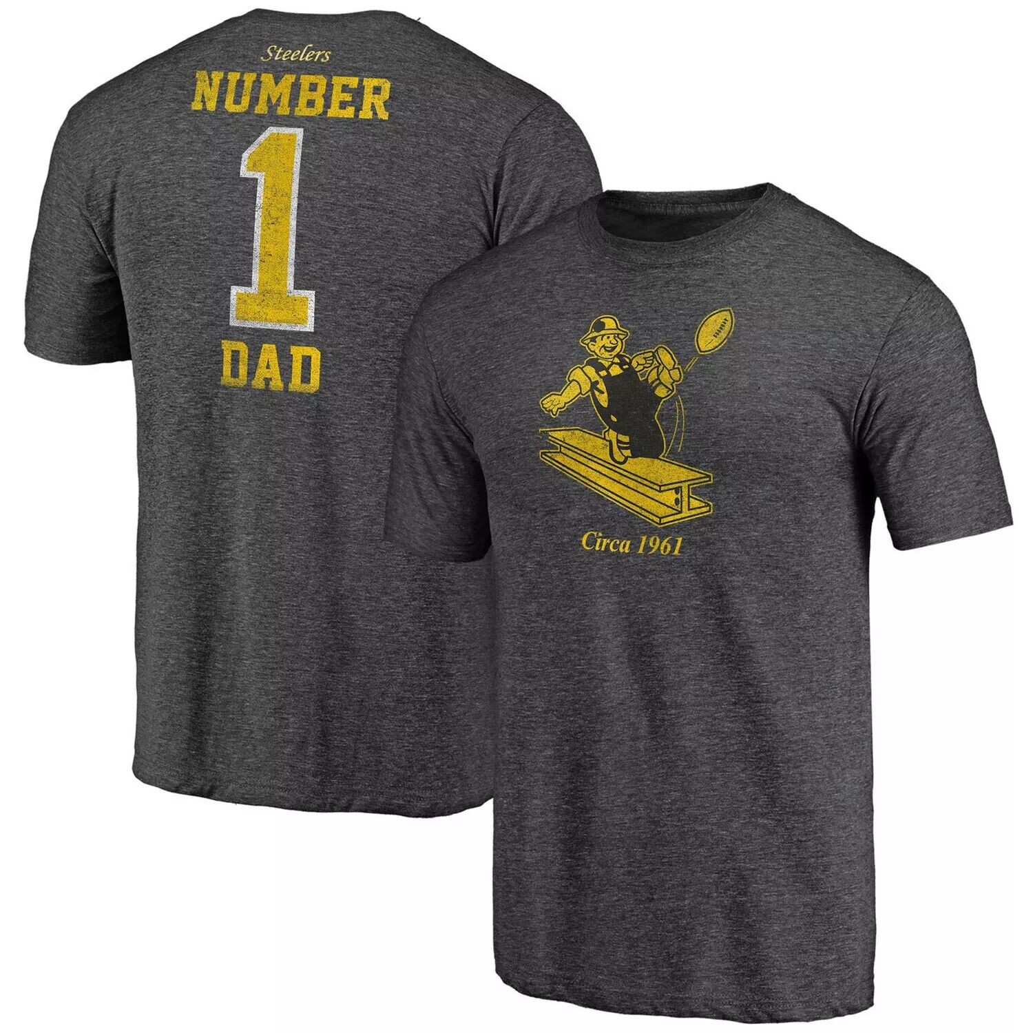 Мужская футболка Fanatics с фирменным древесным углем и историческим логотипом Pittsburgh Steelers Greatest Dad Tri-Blend
Мужская футболка Fanatics с фирменным древесным углем и историческим логотипом Pittsburgh Steelers Greatest Dad Tri-Blend