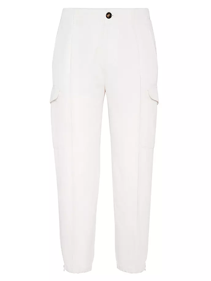 Облегающие брюки из крученого льна и хлопка Brunello Cucinelli, цвет off white
Облегающие брюки из крученого льна и хлопка Brunello Cucinelli, цвет off white