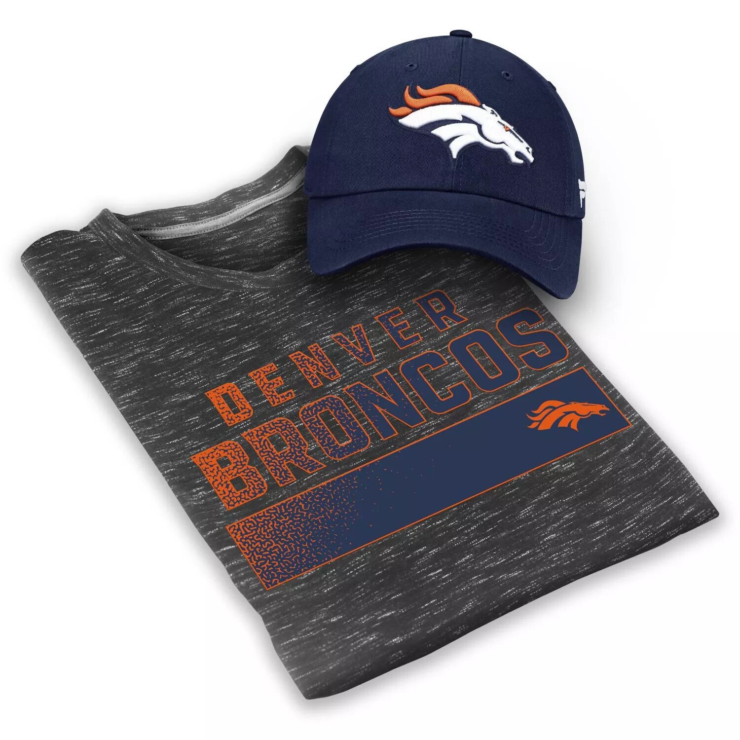 Мужской комплект из фирменной серо-темно-серой футболки Denver Broncos и регулируемой шляпы Fanatics
Мужской комплект из фирменной серо-темно-серой футболки Denver Broncos и регулируемой шляпы Fanatics