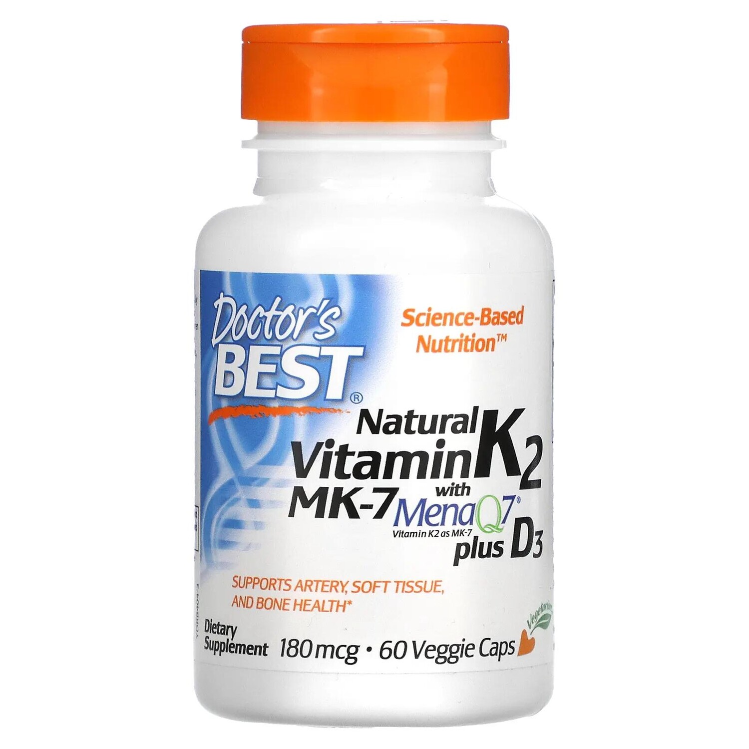 Doctor's Best Natural Vitamin K2 MK-7 with MenaQ7 plus Vitamin D3 180 mcg 60 Veggie Caps
Doctor's Best Natural Vitamin K2 MK-7 with MenaQ7 plus Vitamin D3 180 mcg 60 Veggie Caps