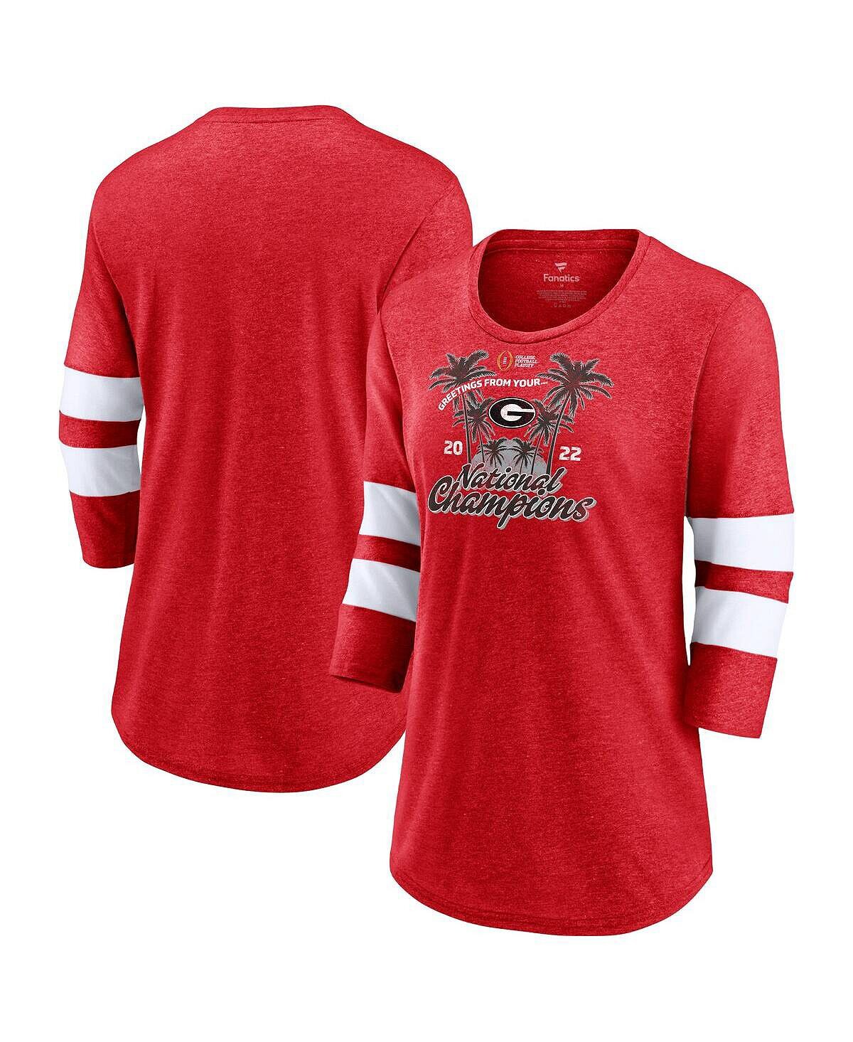 Женская красно-белая футболка с логотипом Georgia Bulldogs College Football Playoff 2022 National Champions Tri-Blend Palm с рукавами 3/4 Fanatics, Красный
Женская красно-белая футболка с логотипом Georgia Bulldogs College Football Playoff 2022 National Champions Tri-Blend Palm с рукавами 3/4 Fanatics, Красный