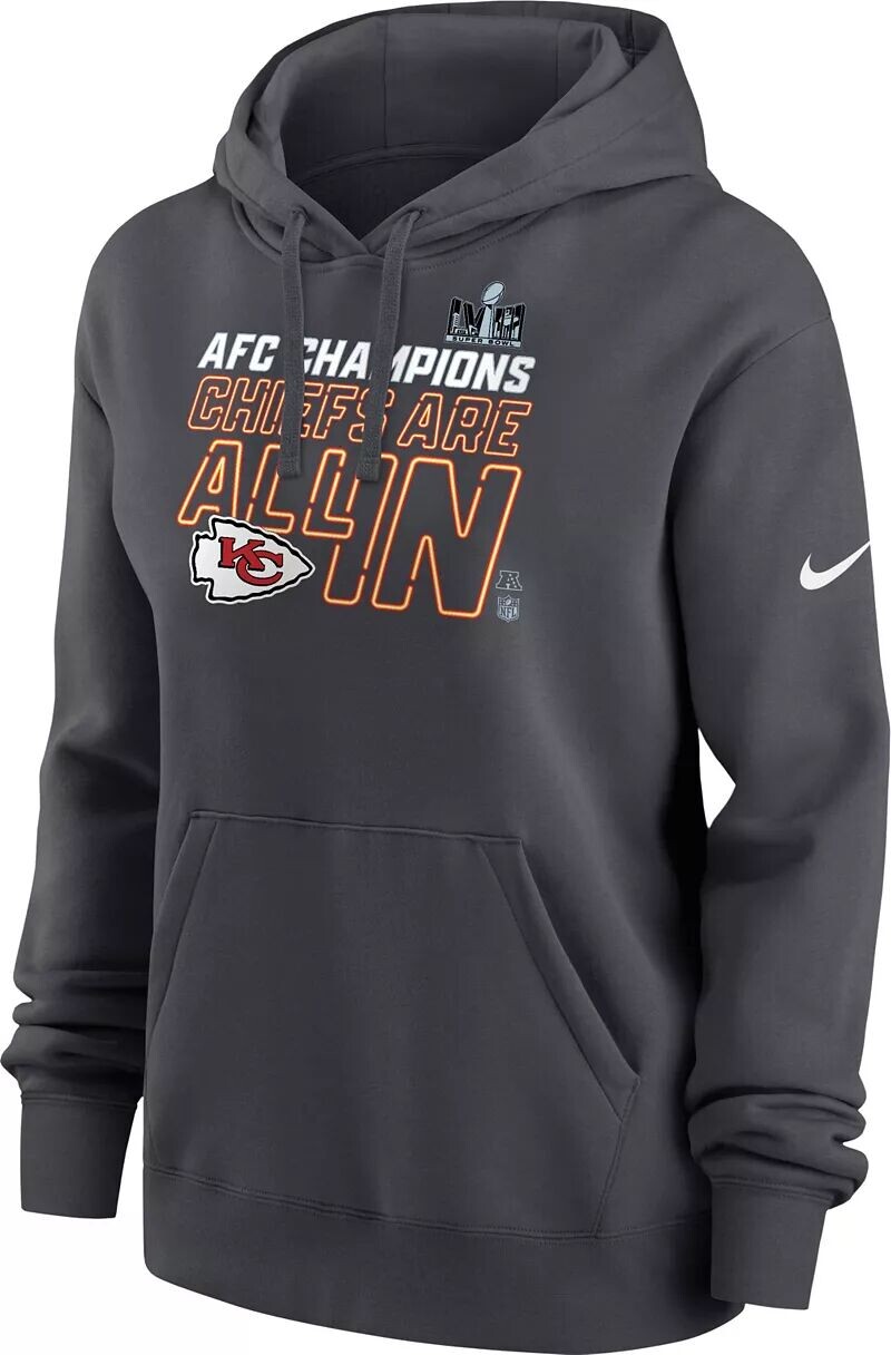 Женская толстовка Nike для чемпионов конференции AFC 2024 года в Канзас-Сити Чифс в раздевалке клуба
Женская толстовка Nike для чемпионов конференции AFC 2024 года в Канзас-Сити Чифс в раздевалке клуба
