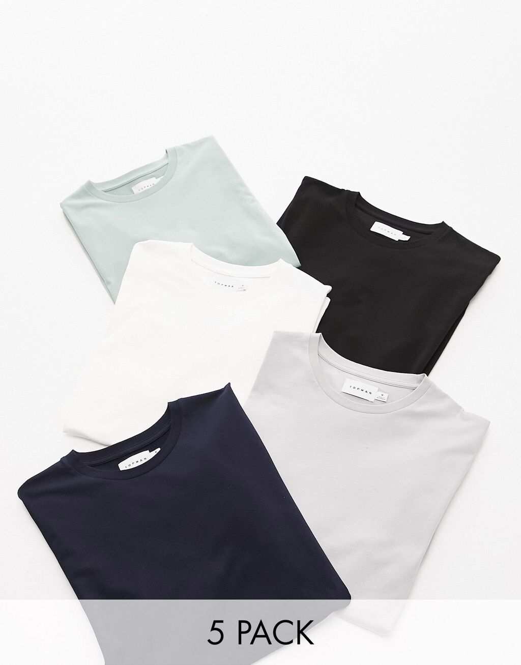Набор из 5 классических футболок Topman черного, белого, темно-синего, серого и шалфейного цветов.
Набор из 5 классических футболок Topman черного, белого, темно-синего, серого и шалфейного цветов.
