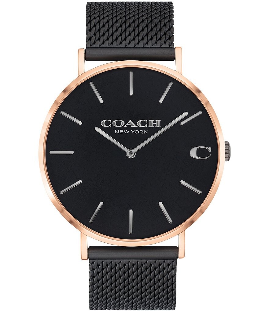 Мужские аналоговые кварцевые часы COACH Charles с черным сетчатым браслетом, черный
Мужские аналоговые кварцевые часы COACH Charles с черным сетчатым браслетом, черный