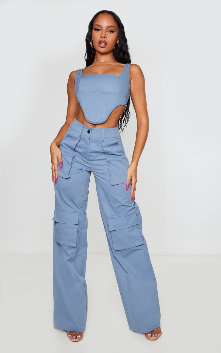 PrettyLittleThing Брюки карго с высокой талией и карманами стального синего цвета, Синий
PrettyLittleThing Брюки карго с высокой талией и карманами стального синего цвета, Синий