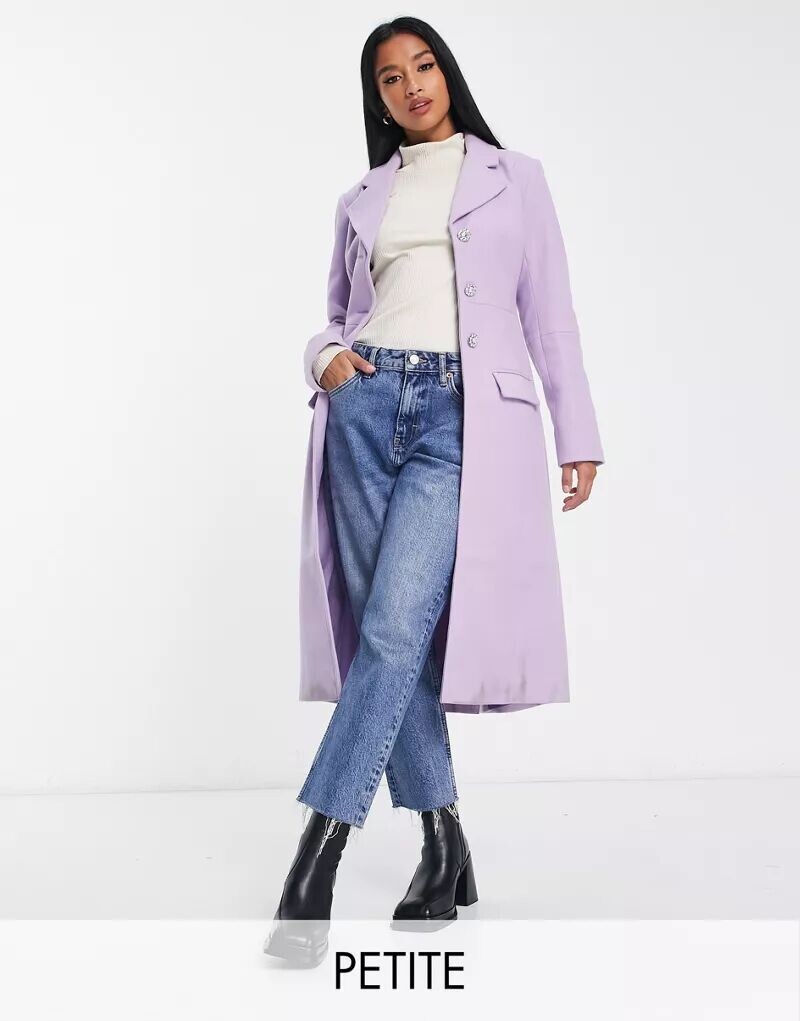 Miss Selfridge Petite – обтягивающее пальто макси сиреневого цвета с пуговицами со стразами
Miss Selfridge Petite – обтягивающее пальто макси сиреневого цвета с пуговицами со стразами