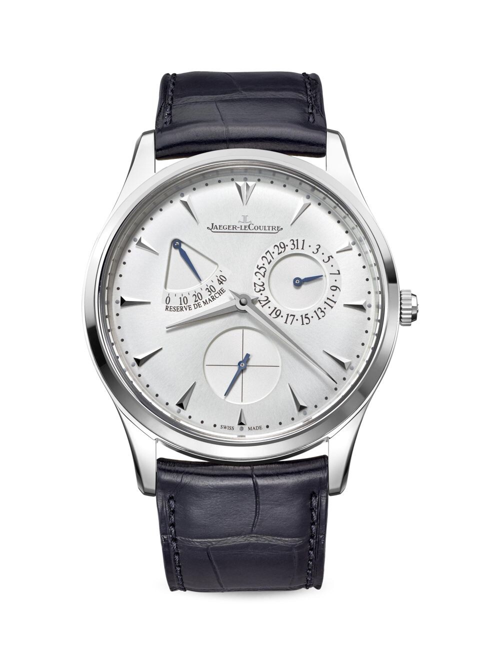 Ультратонкие часы Master из нержавеющей стали и кожи с запасом хода Jaeger-LeCoultre, серебряный
Ультратонкие часы Master из нержавеющей стали и кожи с запасом хода Jaeger-LeCoultre, серебряный