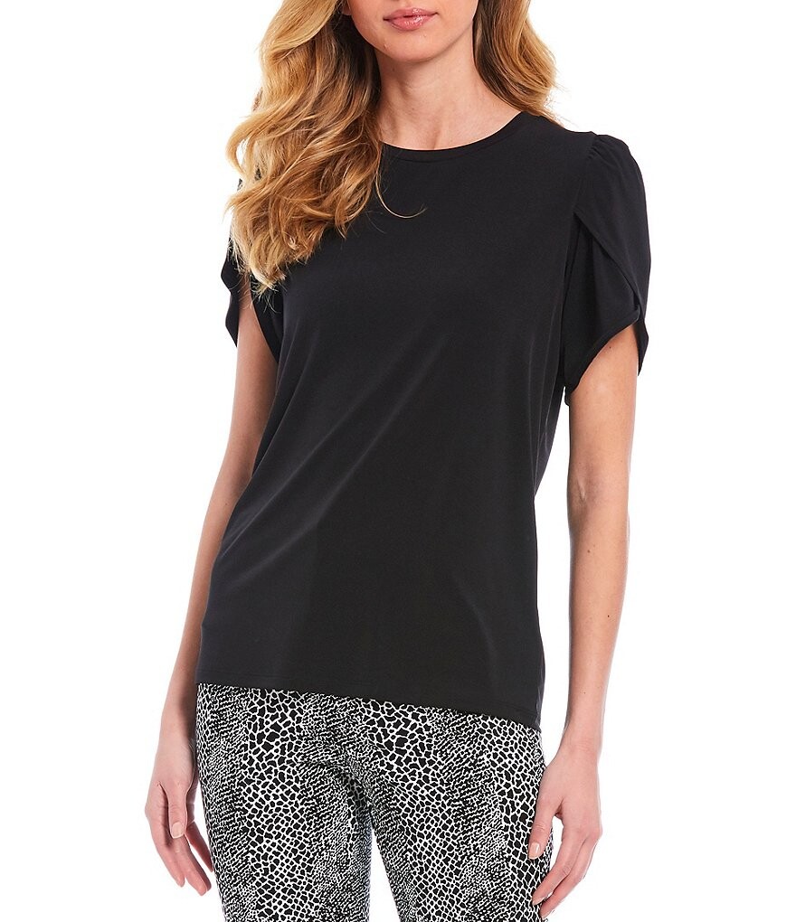 Рубашка-тюльпан с круглым вырезом и короткими рукавами MICHAEL Michael Kors Solid Lux Matte Jersey, черный
Рубашка-тюльпан с круглым вырезом и короткими рукавами MICHAEL Michael Kors Solid Lux Matte Jersey, черный