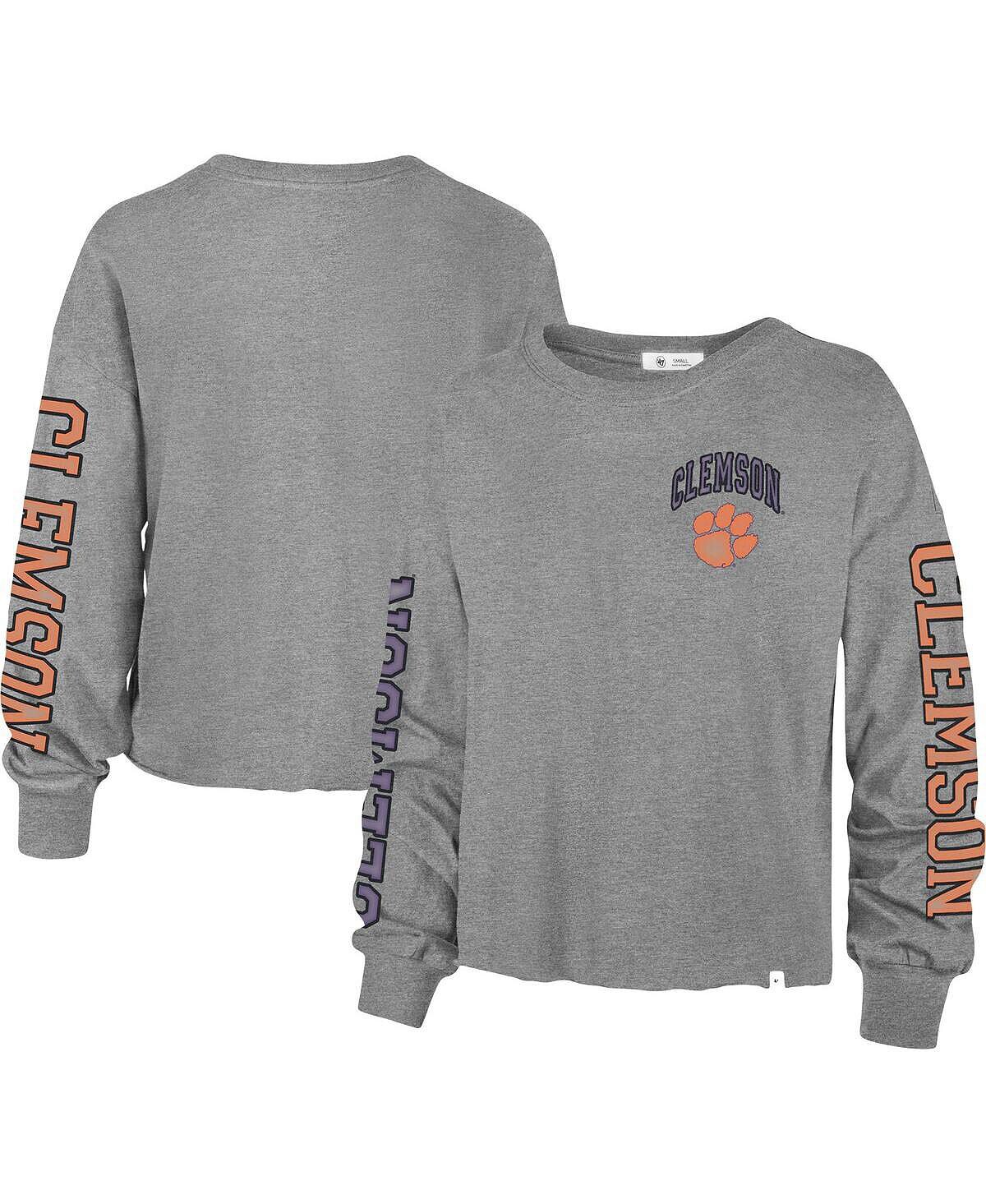 Женская серая укороченная футболка с длинными рукавами Clemson Tigers Ultra Max Parkway '47 '47 Brand
Женская серая укороченная футболка с длинными рукавами Clemson Tigers Ultra Max Parkway '47 '47 Brand