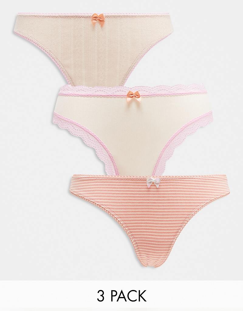 ASOS DESIGN - Комплект из 3 пар стрингов: персиковые в полоску, пуанты и в рубчик
ASOS DESIGN - Комплект из 3 пар стрингов: персиковые в полоску, пуанты и в рубчик
