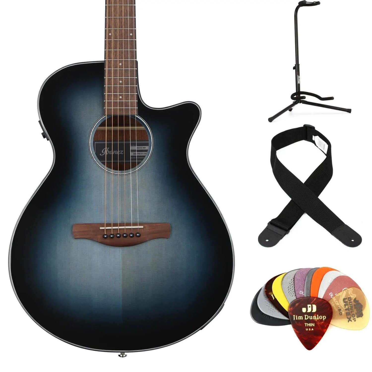 Комплект предметов для акустической электрогитары Ibanez AEG50 — Indigo Blue Burst High Gloss
Комплект предметов для акустической электрогитары Ibanez AEG50 — Indigo Blue Burst High Gloss