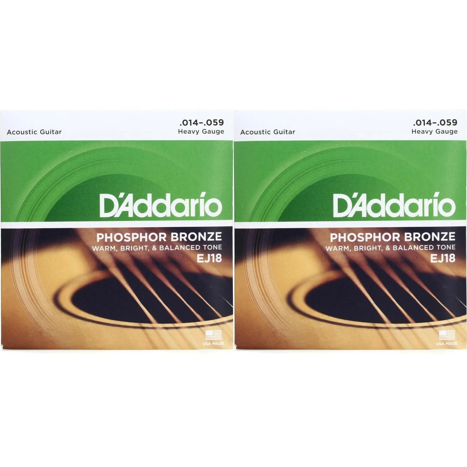 Новые струны для акустической гитары D'Addario EJ18 из фосфористой бронзы — .014-.059 Heavy (2 шт.)
Новые струны для акустической гитары D'Addario EJ18 из фосфористой бронзы — .014-.059 Heavy (2 шт.)