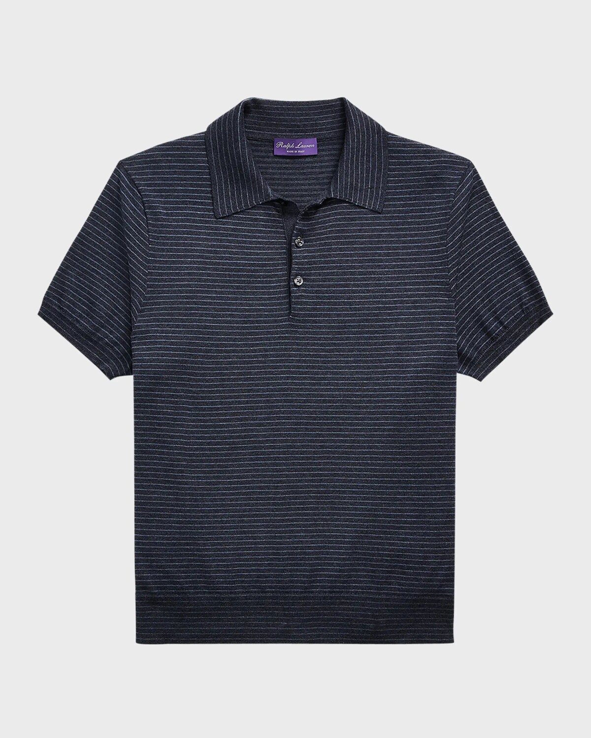 Мужской полосатый шелково-хлопковый свитер с воротником-поло Ralph Lauren Purple Label, цвет Dark Melange Blue
Мужской полосатый шелково-хлопковый свитер с воротником-поло Ralph Lauren Purple Label, цвет Dark Melange Blue