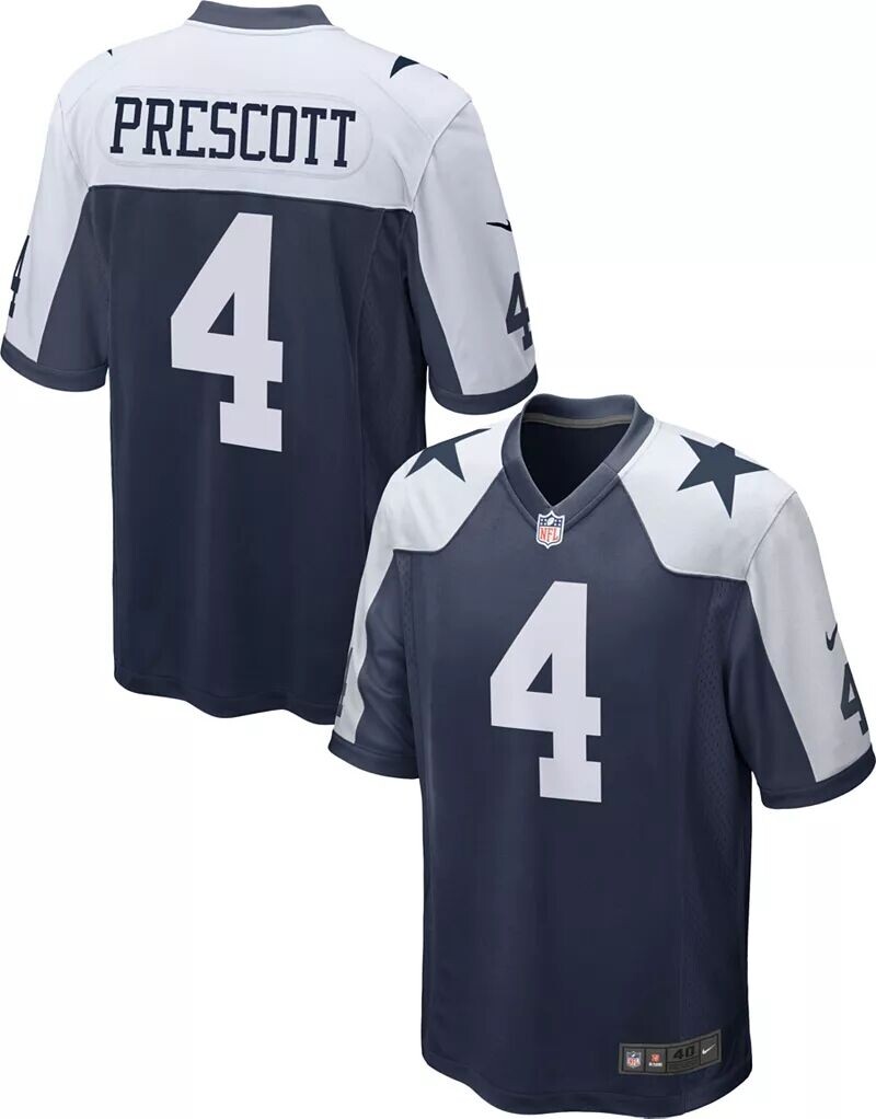 Мужское джерси Nike Dallas Cowboys Dak Prescott #4 темно-синее для альтернативной игры
Мужское джерси Nike Dallas Cowboys Dak Prescott #4 темно-синее для альтернативной игры