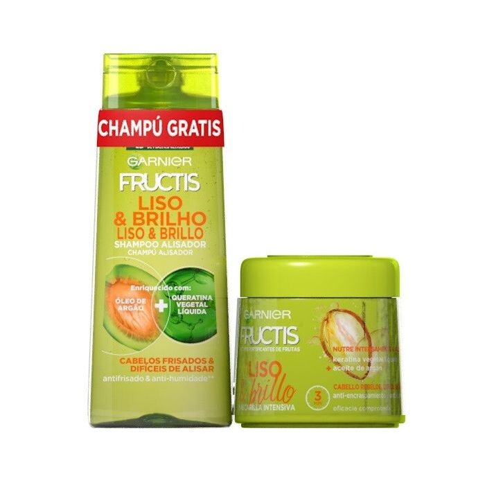 Набор косметики Fructis Liso & Brillo Duplo Champú + Mascarilla Garnier, 2 unidades
Набор косметики Fructis Liso & Brillo Duplo Champú + Mascarilla Garnier, 2 unidades