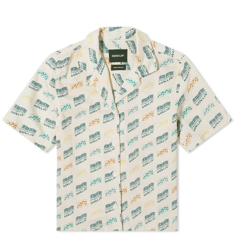 Рубашка Howlin' Cocktail D’Amore Short Sleeve Hemp Print, бежевый/зеленый
