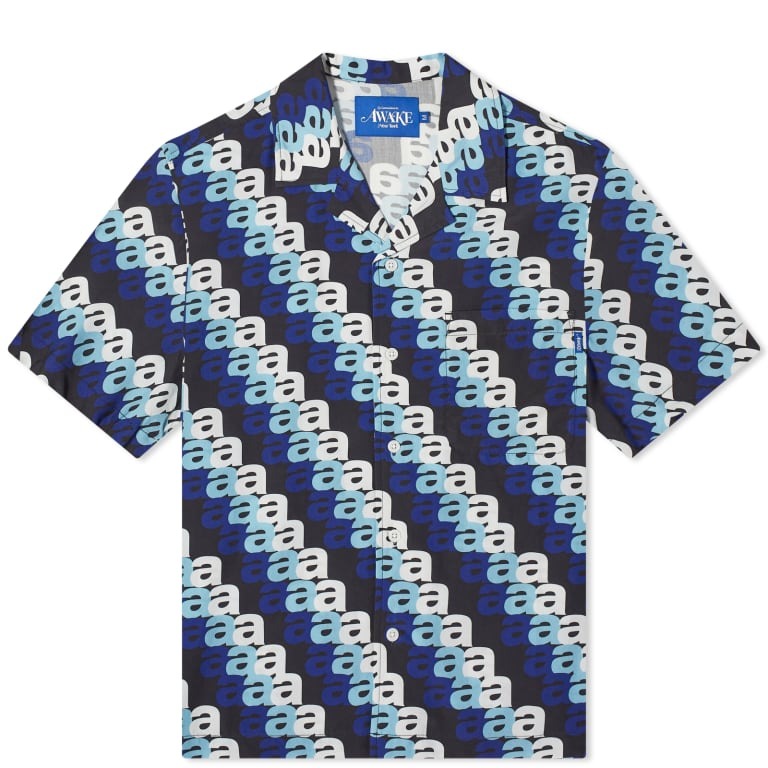 Рубашка Awake NY A Print Camp Collar, синий maharishi thai cloud camp collar