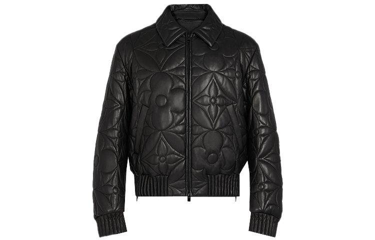 Новые квартальные продукты LV Leather Jacket Men Black Louis Vuitton, черный