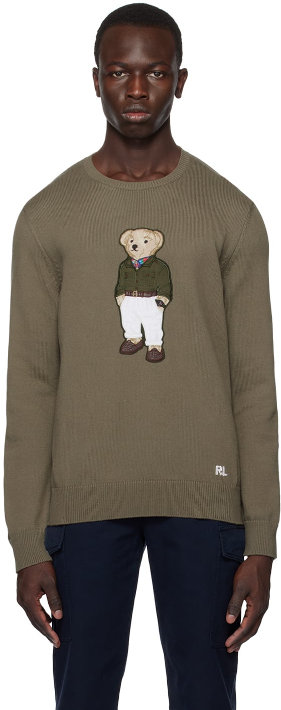 

Свитер цвета хаки с медведем Ralph Lauren Purple Label