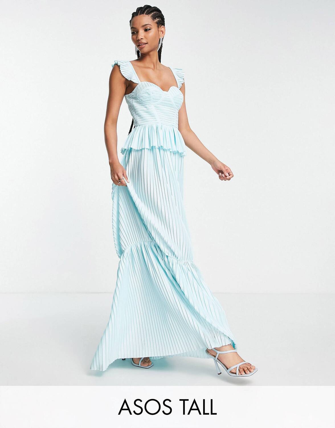 

Ярусное плиссированное платье макси с корсетом ASOS DESIGN Tall