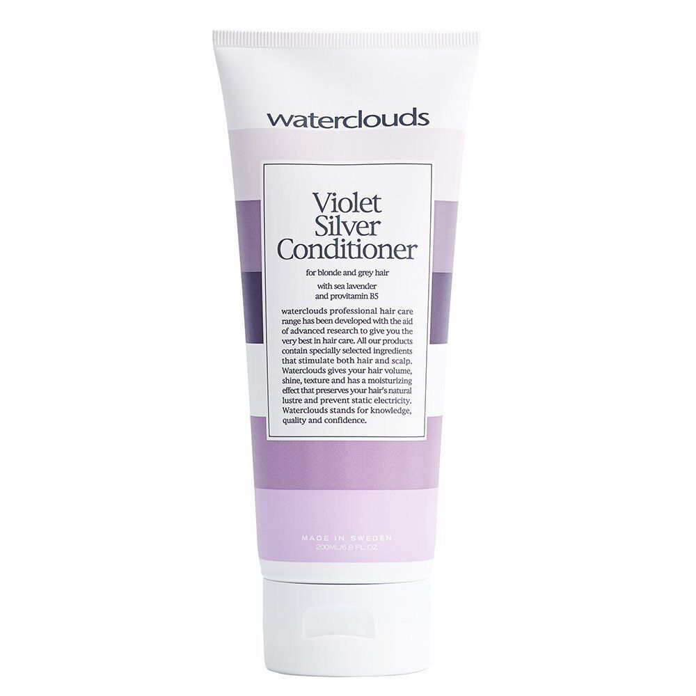 

Waterclouds Violet Silver кондиционер с фиолетовым пигментом, нейтрализующим желтизну на светлых и седых волосах, 200 мл