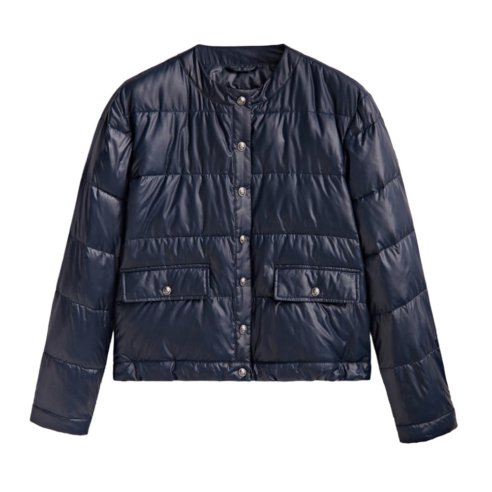 

Куртка Massimo Dutti Cropped Puffer With Buttons, темно-синий