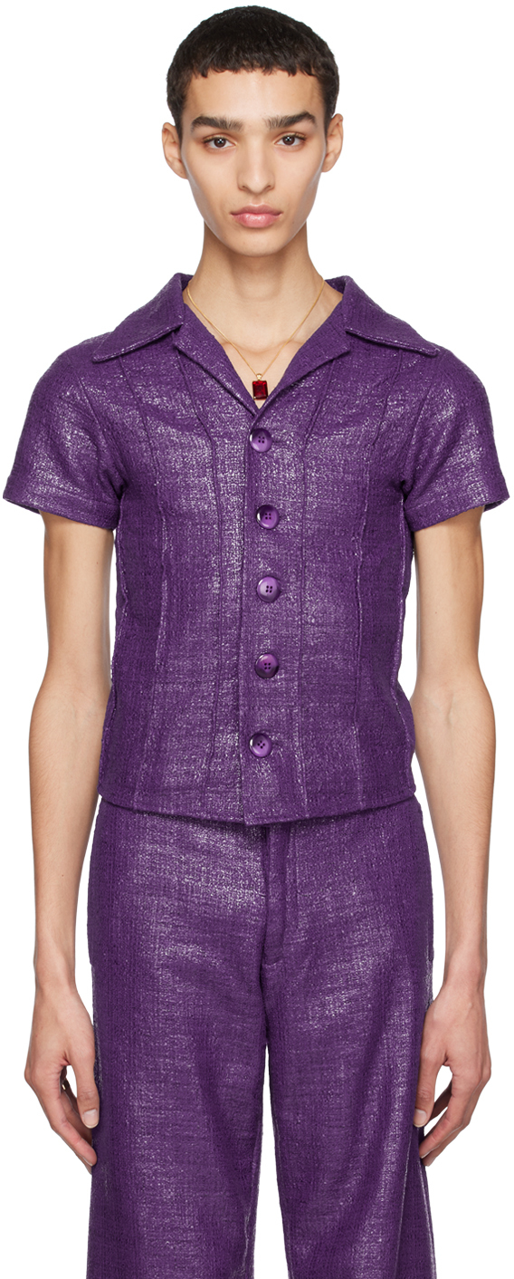 Пурпурная лакированная футболка-поло Theophilio