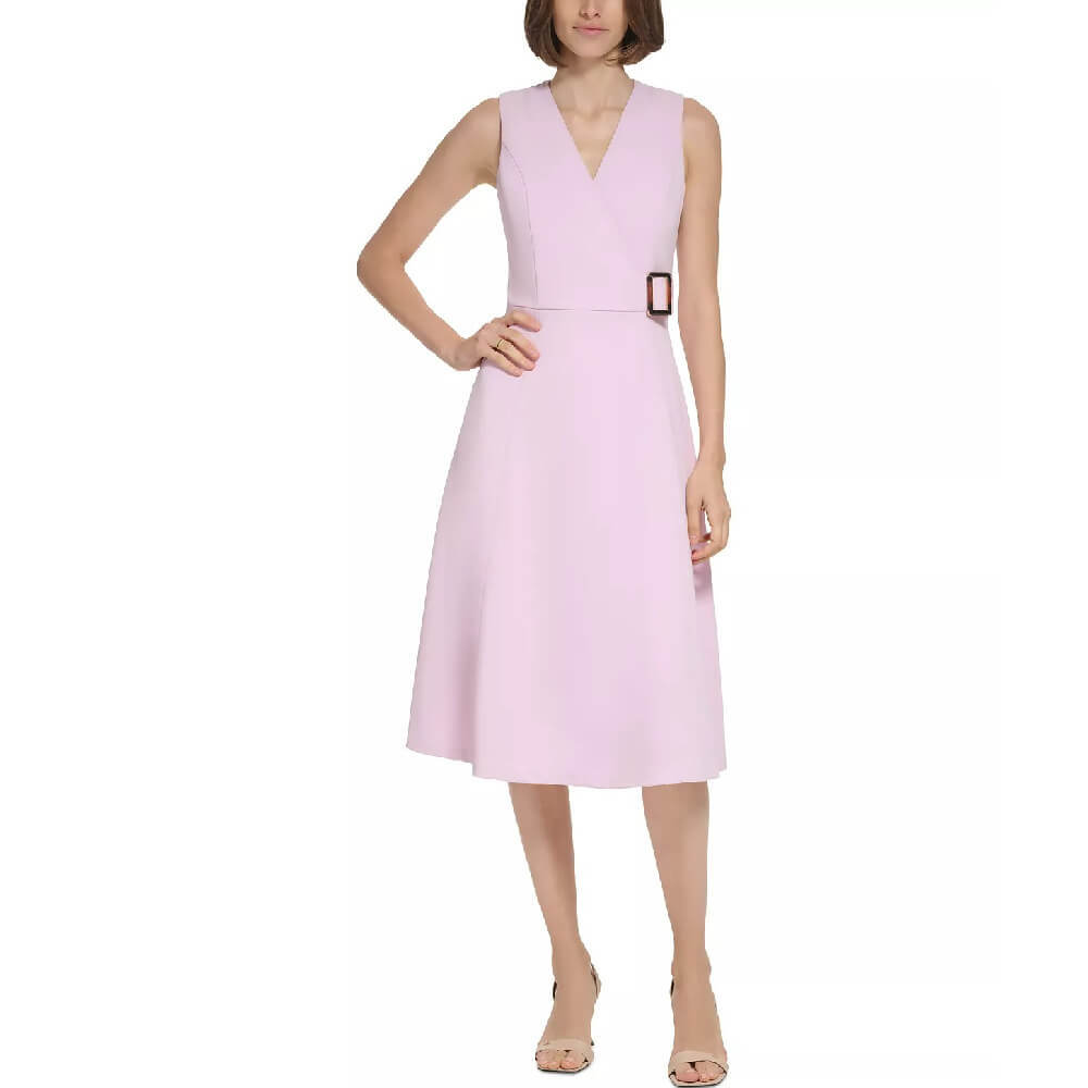 

Платье Calvin Klein Sleeveless Side-Buckle Scuba Crepe A-Line, сиреневый