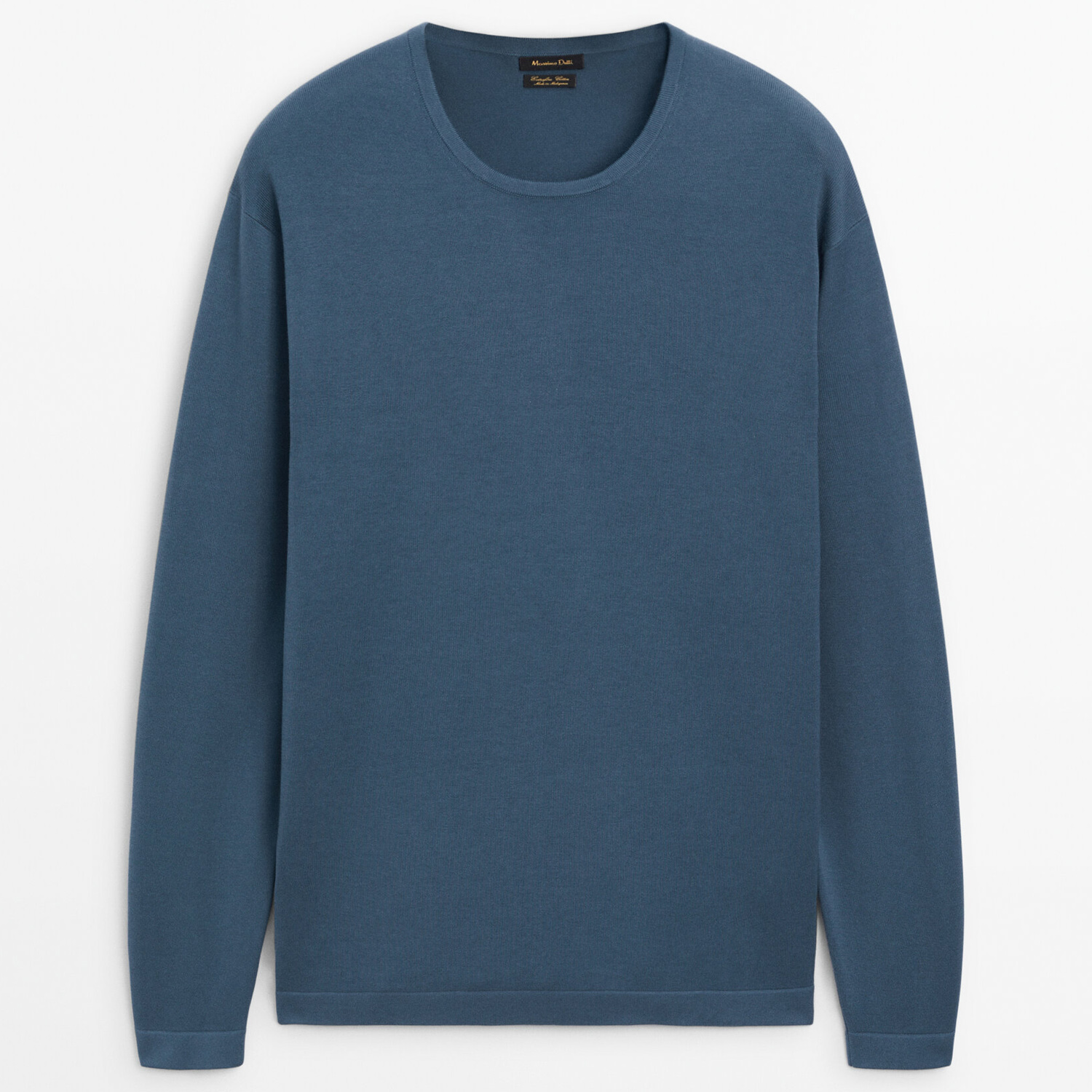 Свитер Massimo Dutti Crew Neck Knit, синий свитер zazomde мужской зимний теплый бархатный винтажный повседневный мягкий пуловер свободный трикотажный свитер с круглым вырезом одното