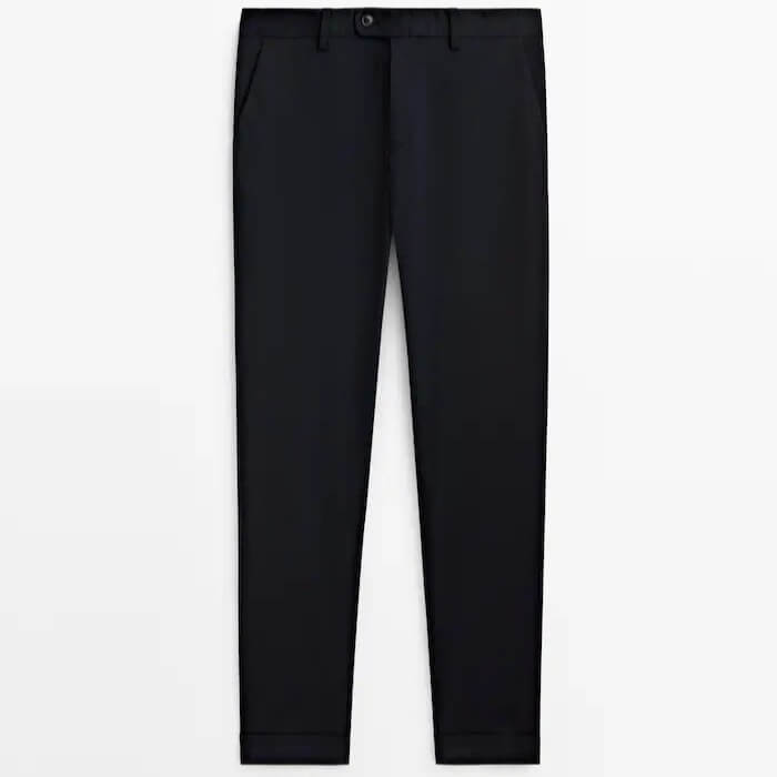 

Брюки Massimo Dutti Cotton Blend, темно-синий