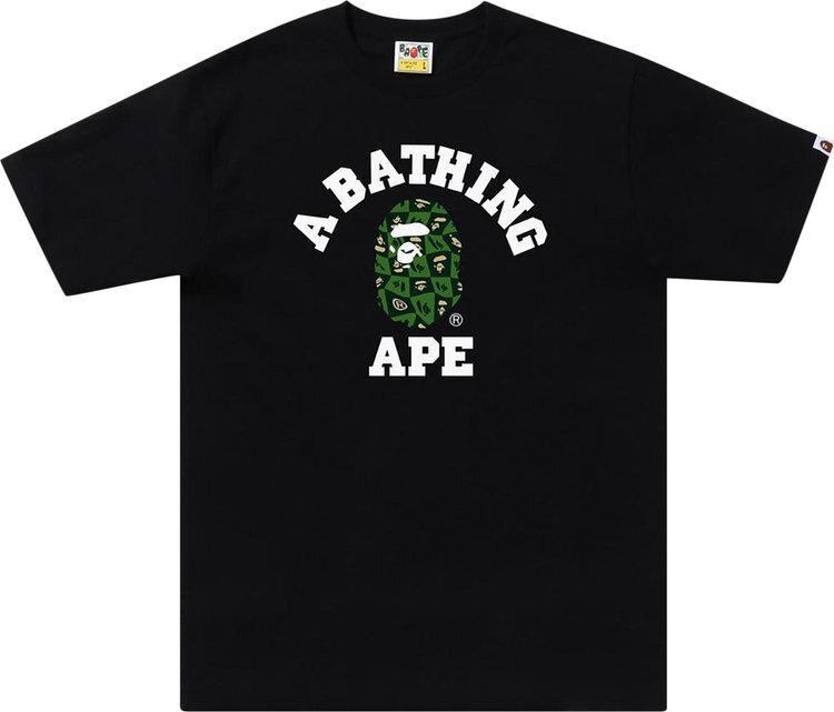 

Футболка BAPE Distortion College Tee 'Black/Green', черный