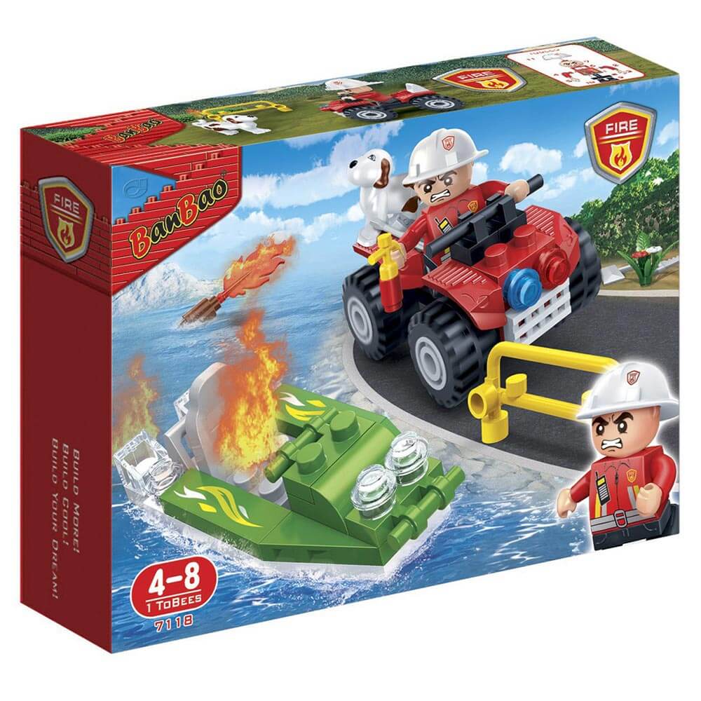 цена Конструктор Banbao Fireman Car & Boat 62 pcs